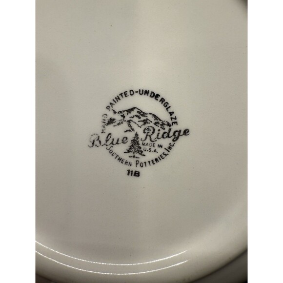 Vintage Blue Ridge 9.5" green briar Round Serving m Bowl Southern Pottery flower - Picture 3 of 8